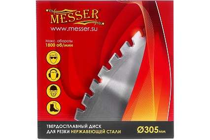 Диск ТСТ для резки нержавеющей стали 305x25.4x1.8/2.2 мм, 80T Messer 10-50-306