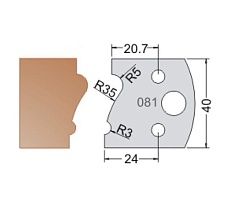 Нож мультисистема HSS профиль карниз R35 40x20x4 мм Dimar 3308140