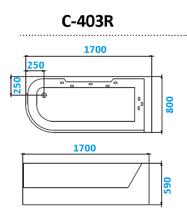 Акриловая ванна CeruttiSPA C-403R 170x80 правая