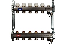 Коллектор из нержавеющей стали без расходомеров, с клапаном выпуска воздуха и сливом STOUT 5 выходов SMS-0932-000005