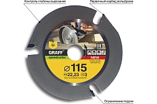 Диск пильный по дереву для УШМ Speedcutter GRAFF (115х22.2 мм)