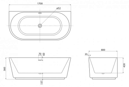 Акриловая ванна BelBagno BB108-170-80 170x80 см