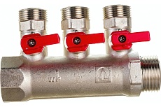 Коллектор с отсекающими кранами Valtec 1х3 выхода Евроконус 3/4&quot; VTc.580.NE.0603