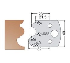 Нож мультисистема HSS профиль карниз с галтелью R7 40x20x4 мм Dimar 3308840
