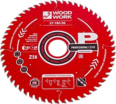 Диск пильный Профессионал 185x1.8/1.2x30 мм, Z=56, A=15° WOODWORK 27.185.56