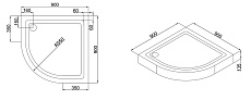 Поддон для душа Black&White Stellar Wind Easy Plumb QC-09H 90x90 четверть круга