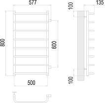 Полотенцесушитель водяной Terminus Стандарт П8 500x800 БП600, 4670078530394