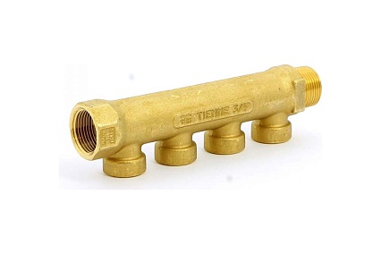 Коллектор Tiemme 4 отвода, 3/4"х1/2"В (латунь) 1910038 / 1934G050404
