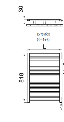 Полотенцесушитель электрический Irsap Ares EIS058KK1IR01NNN 58x81.8 с регулятором, черный матовый