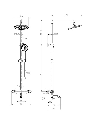 Душевая стойка Wonzon&Woghand Capsule WW-B3031-A1-MB термостат, черный матовый