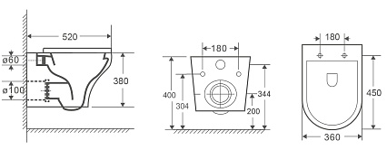 Подвесной унитаз Owl 1975 Eld Ruta-H, безободковый, с микролифтом