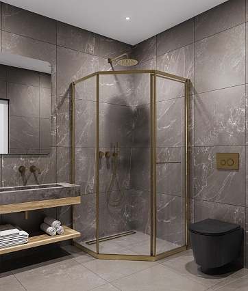 Душевой уголок Timo TTSS-100/17C-8R 100x100 правый, прозрачный, матовое золото