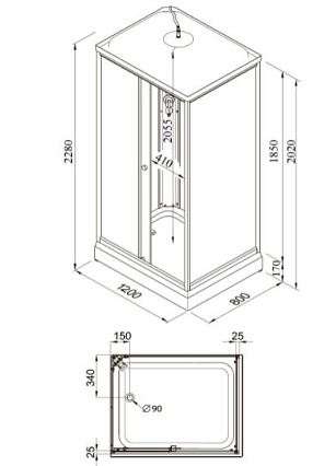 Душевая кабина Тритон Квадро А Щ0000045508 120x80 ДН4, полосы