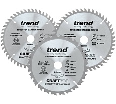 Пильный диск 160 мм, в комплекте 3 штуки (разное кол-во зубов 24, 48, 48) Trend CSB/160/3PK/A