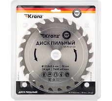 Диск пильный по дереву 210x30 мм, 24 зуба Kranz KR-92-0120