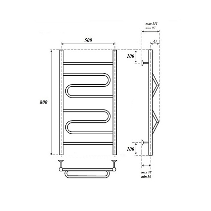 Полотенцесушитель водяной Point PN01158 П4 50x80, хром