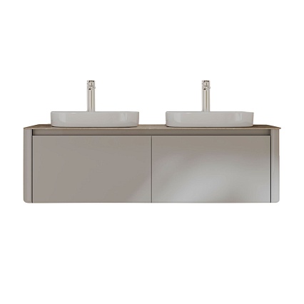 Мебель для ванной Black&White Universe U915.1400-2 Double 140 см, светло-серый, две раковины Мебель для ванной Black&White Universe U915.1400-2 Double 140 см, светло-серый, две раковины