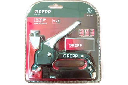 Степлер GREPP ручной 3 в 1, скоба U10-12 мм, T10-14мм, 140 4-14мм 204-301