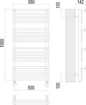 Полотенцесушитель водяной Terminus Вента люкс П20 500x1000, 4670078529527