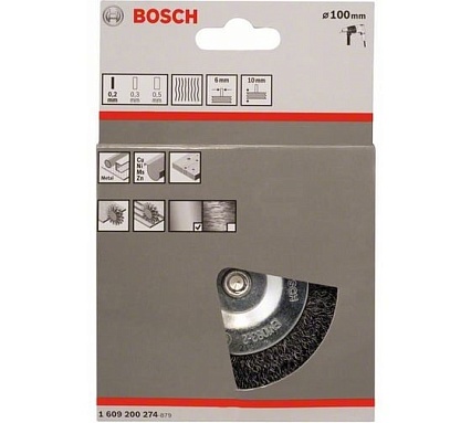 Щетка дисковая (100 мм; 6 мм) Bosch 1609200274