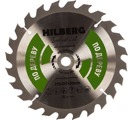 Диск пильный Industrial Дерево (210x30 мм; 24Т) Hilberg HW210