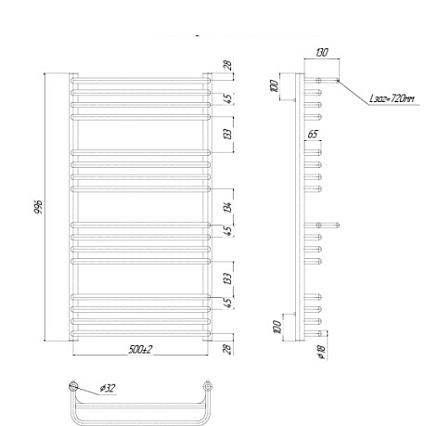 Полотенцесушитель водяной Ravak Optima 50x100