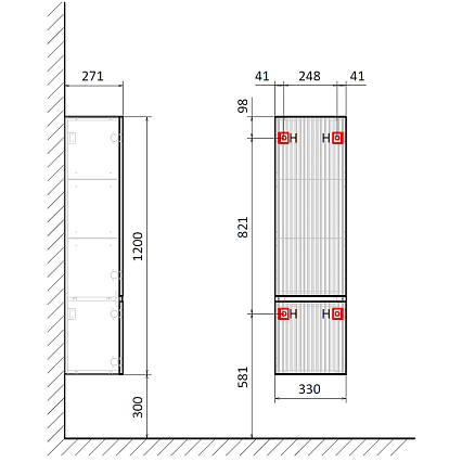 Шкаф пенал AQUAme S1 33 см