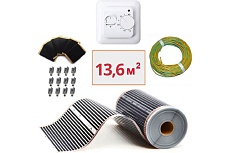 Плёночный электрический тёплый пол ТеплоСофт 13.6 м2, ширина 80 см, с терморегулятором, инфракрасная плёнка 13.6 м2 плёнка80 17метров