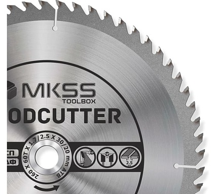 Диск пильный по дереву MKSS Toolbox Woodcutter WC2600 260x60Тх30/20 мм WC26006030
