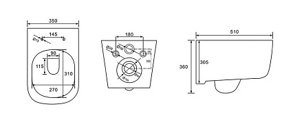 Подвесной унитаз SET Aquatek Лугано-013 4в1, кнопка белый Подвесной унитаз SET Aquatek Лугано-013 4в1, кнопка белый
