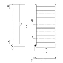 Полотенцесушитель электрический Domoterm Куба П10 500х1000 EL ТЭН слева, хром