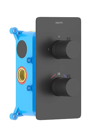 Смеситель для душа Aquatek Европа AQ1392MB термостат, черный матовый