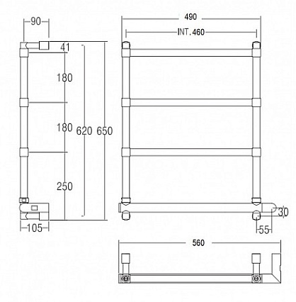 Полотенцесушитель электрический Margaroli Sole 542/TQ хром 5424604TQCRB