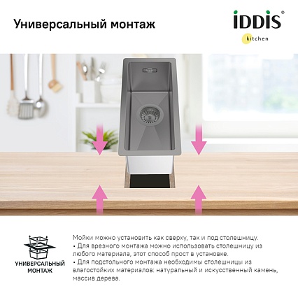 Кухонная мойка Iddis Edifice EDI21G0i77 21 см графитовый