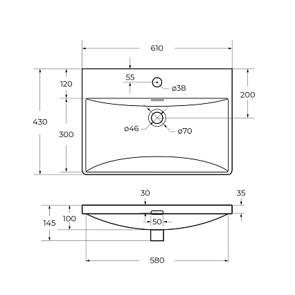 Раковина BelBagno 60 см BB-8076-3-60
