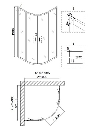 Душевой уголок Niagara Nova NG-6607-08 100x100 прозрачный, хром