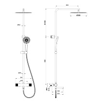 Душевая стойка Oliveeka Y-Line OL-739902-BGM с термостатом, оружейный металл
