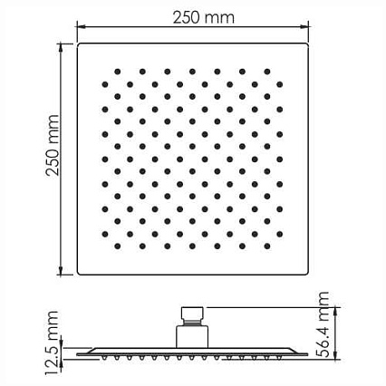 Верхний душ WasserKRAFT Wiese A200 25x25 см, темно-серый