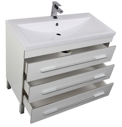 Тумба с раковиной Aquanet Верона 100 см напольная с ящиками