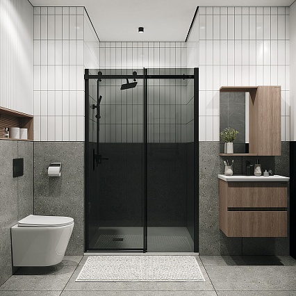 Душевая дверь Grossman Classic 150x195 тонированное, черный матовый 100.K33.04.150.21.10
