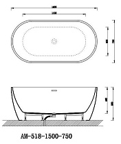 Акриловая ванна Art&Max AM-518-1500-750 150x75