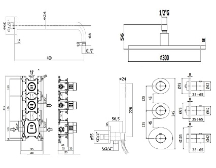 Душевой набор Paffoni Modular Box KITMB018CRKING душ 30 см, хром