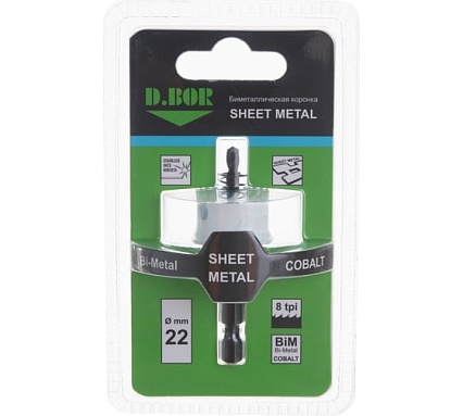Коронка биметаллическая SHEET METAL 22 мм D.BOR D-HS-BIM-SM-20-022