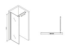 Душевая перегородка Abber Immer Offen AG61100B 100x200, черный