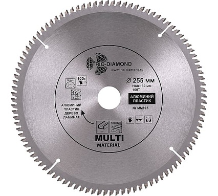 Диск пильный по мультиматериалам (255х30 мм; 100Т) TRIO-DIAMOND MM905