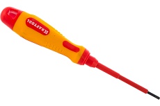 Отвертка Kraftool Expert 250083-2.5-075 высоковольтная Cr-Mo-V стержень двухкомпонентная маслобензостойкая рукоятка SL 2.5x75 мм