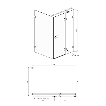 Душевой уголок Ambassador Abner 120x80 10011103R прозрачный, хром, R