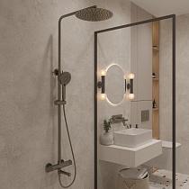 Душевая стойка Oliveeka Y-Line OL-739902-BGM с термостатом, оружейный металл