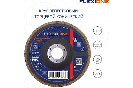 Круг лепестковый конический Flexione 125x22.2 мм, Р80 10000508