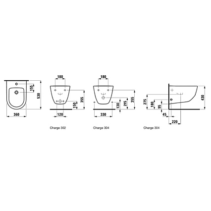 Подвесное биде Laufen Pro 53x36x33,5 см, с 1 отв., c покрытием LCC 8.3095.2.400.302.1